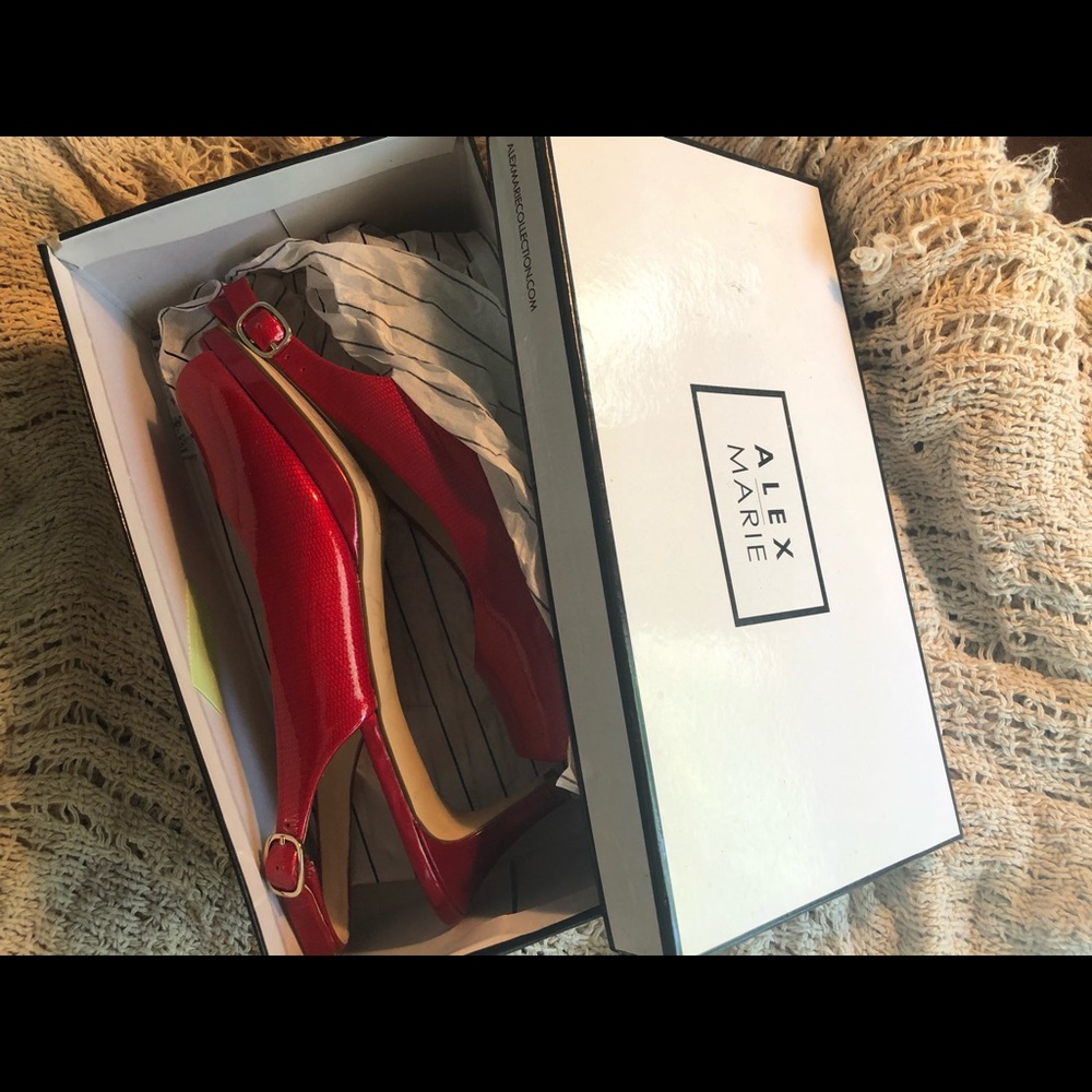 Red Leather Slingback Pumps